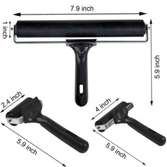 3 Pack Printmaking Brayers – Premium Brayer Rollers for Crafting, Hard black
