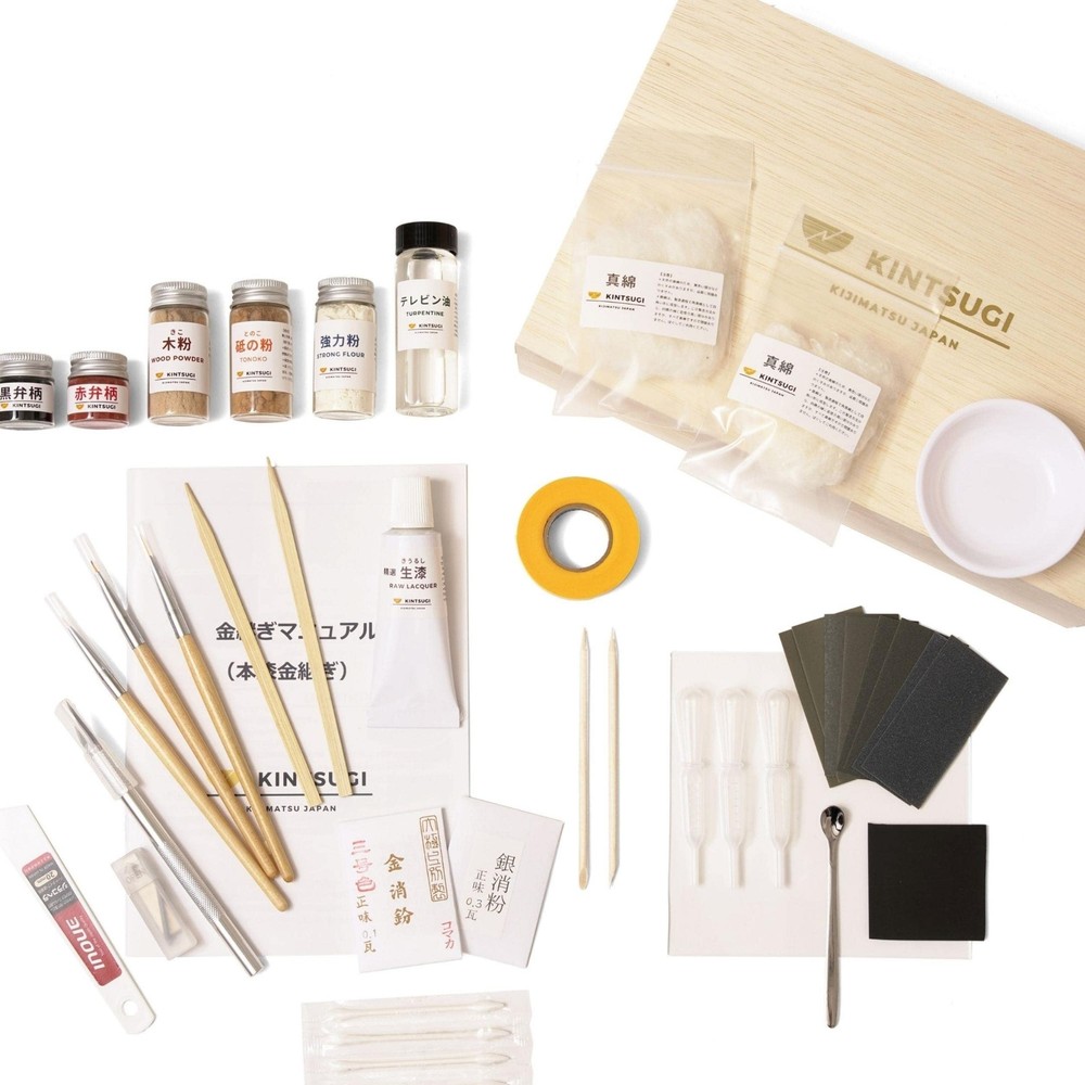 KINTSUGI Kit Repair Beginner Full Set Tableware Natural Material RealGold Powder