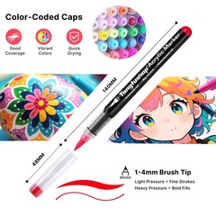 Tongfushop 60 Colors Acrylic Paint Markers Water-Based Pens Auto Ink Control