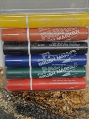 NEW Fabric Brush Marker Set -6 Standard Colors YELLOW BROWN BLACK BLUE RED GREEN