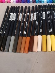 Tombow ABT Dual Brush Tip Marker Pens Lot of 49 Dynamic Strokes Fine Line