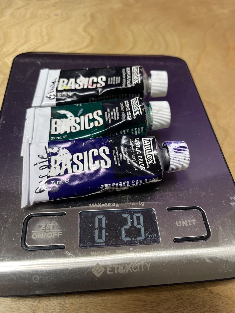 Lot of 3 Liquitex Basics 2007 acrylic color Black Purple Green 2.8 ounces