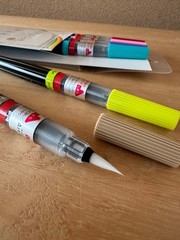 Pentel Art Brush Pen Set of 6 Colors XGFL-6ST Watercolor Calligraphy Japan
