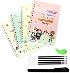 Libro De Practica Escritura Reutilizable Para Niños Ninos 4 Piezas Libro Magico