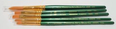 Lot of 7 Princeton Art & Brush Co Lauren Series Clear Green Handle Paint Brushes