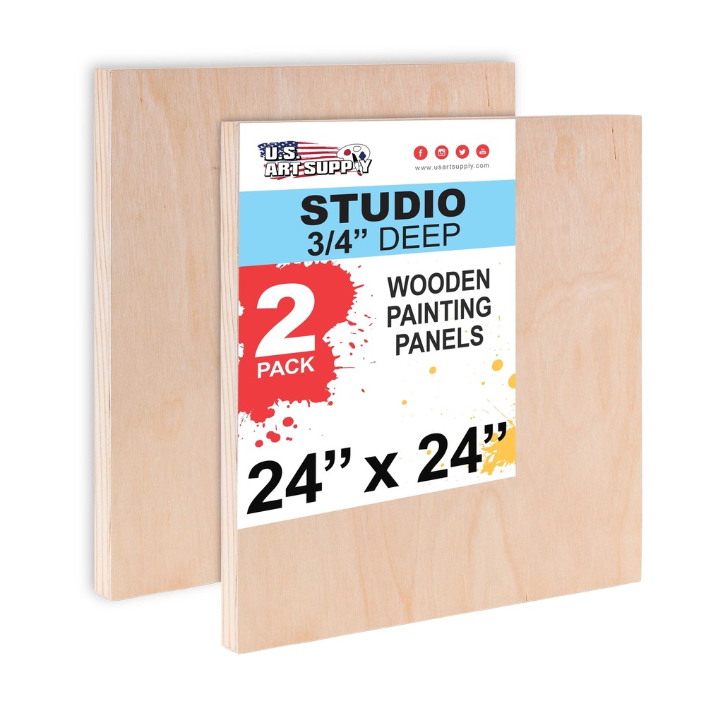24″ x 24″ Studio 3/4″ Profile Depth Artist Wood Pouring Panel Boards Pack of 2