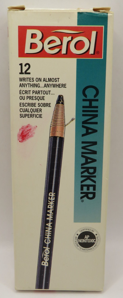 1992 VTG Peel-off China Markers – Berol Black 12 Count Paper NOS-193 T