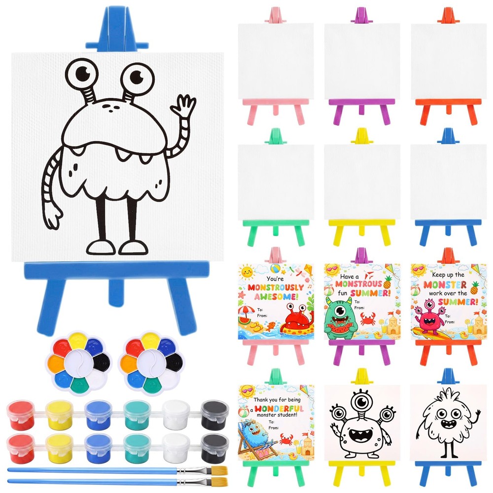 24 Set Mini Acrylic Paint Kit for Monster Painting Set Acrylic Paint Canvas B…