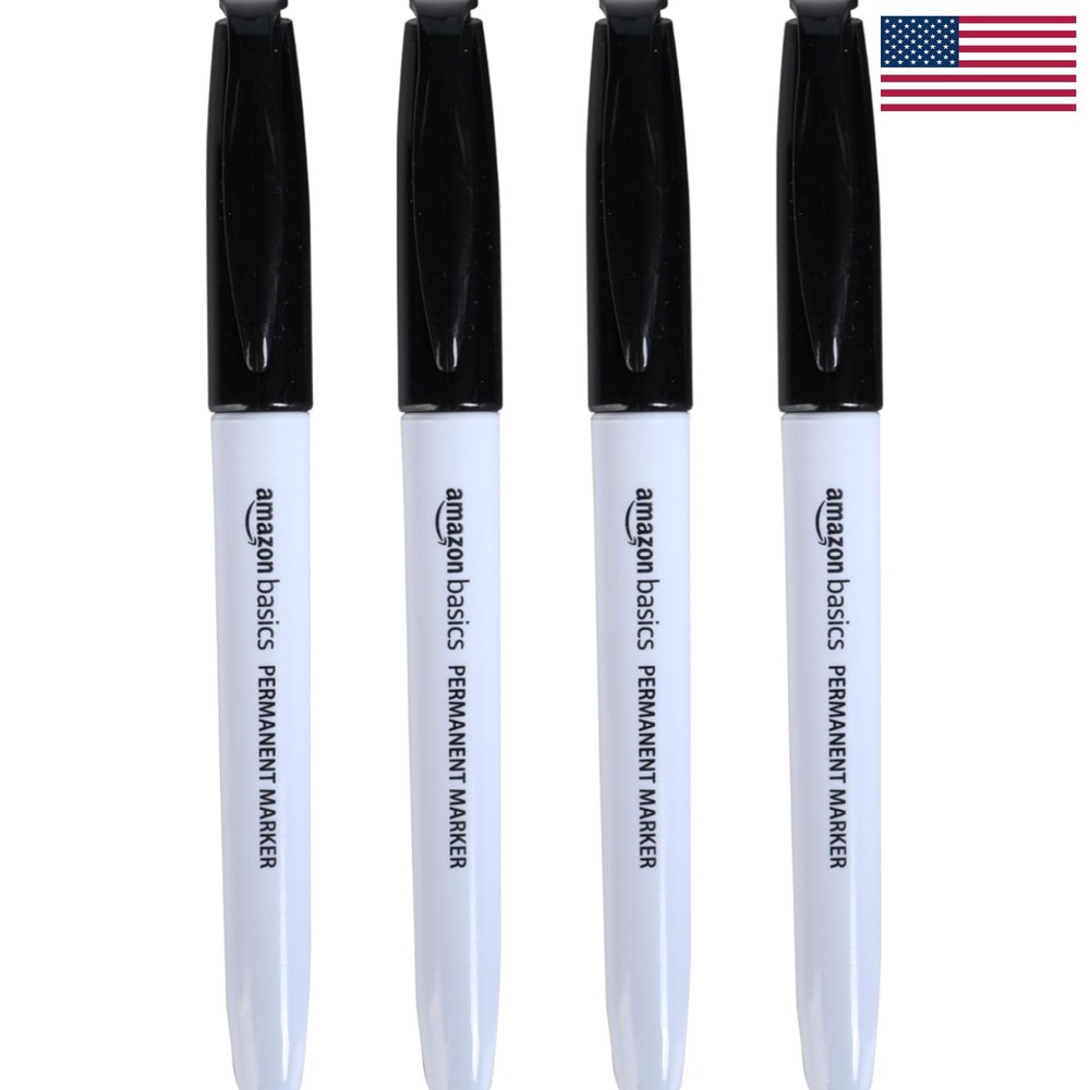 Versatile Waterproof Black Permanent Markers – 4 Pack for Drawing & Writing