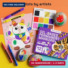 ARTISTRO 12 Oil-Based Permanent Paint Markers – Medium Tip Markers for Tire, Woo