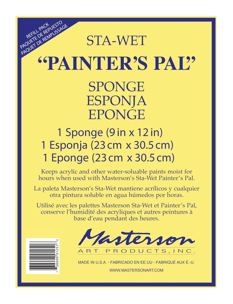 Masterson Sta-Wet Painter’s Pal Palette Sponge Refill 1 Pack Yellow