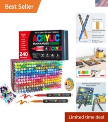 240 Colors Acrylic Paint Markers – Versatile Brush Tip Art Pens for All Surfaces