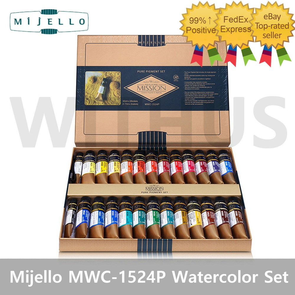 Mijello MWC-1524P Mission Gold Pure Pigment Watercolor 15ml 26 Colors Paint Set