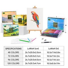 96 Colored Pencils Adult Coloring Books Soft Core Drawing Sketching Kit