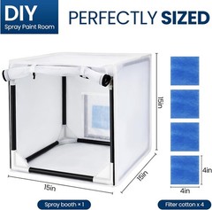 Airbrush Paint Spray Booth,With Filter & Curtain 15 Inch Portable Spray Paint Bo