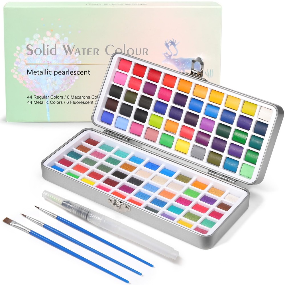100 Colors Paint Set, 50 Regular, 35 Pearlescent, 5 Macaron, 10 Fluorescent P…