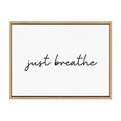 Sylvie Just Breathe Horizontal BW Framed Canvas Wall Art 18L” x 24W” Natural