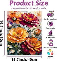 Flowers Paint By Numbers Kit For Adults 16×20 Inch DIY Wall Art Decor Kit