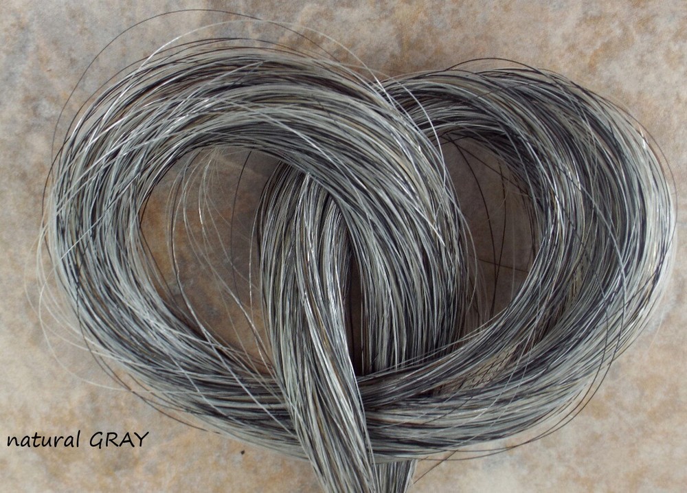 HORSEHAIR, 1 ounce, Bulk, horse tail hair, Great for crafts, salt-pepper GRAY
