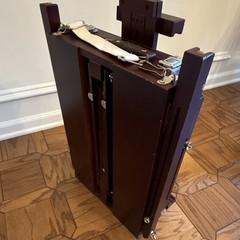 Folding Wooden Field Easel, Palette Trays and Drawer, Dark Brown Wood