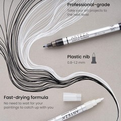 Acrylic Paint Markers, Set of 20 Black & White Acrylic Paint Pens, Art Marker…