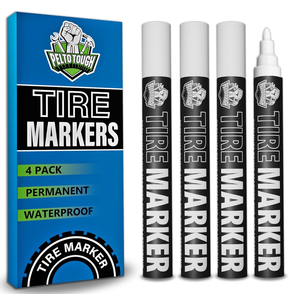 White tire Paint Marker for Car Tire Lettering – 4 Pack – Permanent Tire Pain…