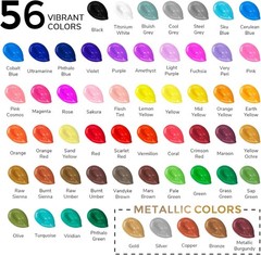 ABEIER Acrylic Paint Set, 56 Colors (2oz), Matte, Waterproof, Non-Toxic