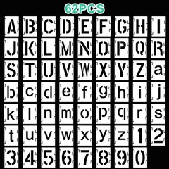 Augshy 2 Inch Letter Stencils for Painting, 56 Pcs Reusable Interlocking Lett…