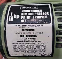 Sears 283.150561 1/10 HP Horsepower Art Paint Airbrush Compressor Sprayer Kit