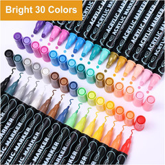 30 Colors Dual Tip Acrylic Paint Markers, Dot & Fine Tip Acrylic Paint Pens for