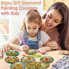 ijbnhd 8 Pcs Sunflower Diamond Art Coasters Kit, 4X4X0.1, Sunflower-1