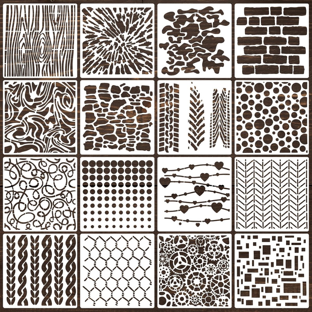 16Pcs Geometric Stencils for Painting, 6 X 6 Inch Reusable Abstract Stencils …