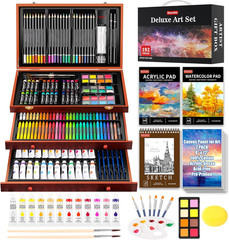Art Supplies, 192-Pack Deluxe Art Set Drawing Painting Supplies Kit with Acrylic