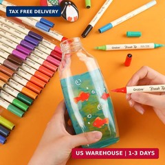 Grabie 72 Colors Acrylic Paint Markers, 36 Pack Dual Tip Soft Brush Acrylic Mark