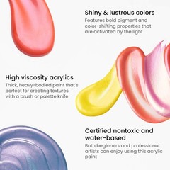 Iridescent Acrylic Paint Set – 10 Galaxy Tones for Canvas, Wood, Fabric & More