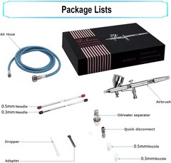 Airbrush Kit with Different Nozzle and Needles Muti-Purpose Dual Action Airbr…