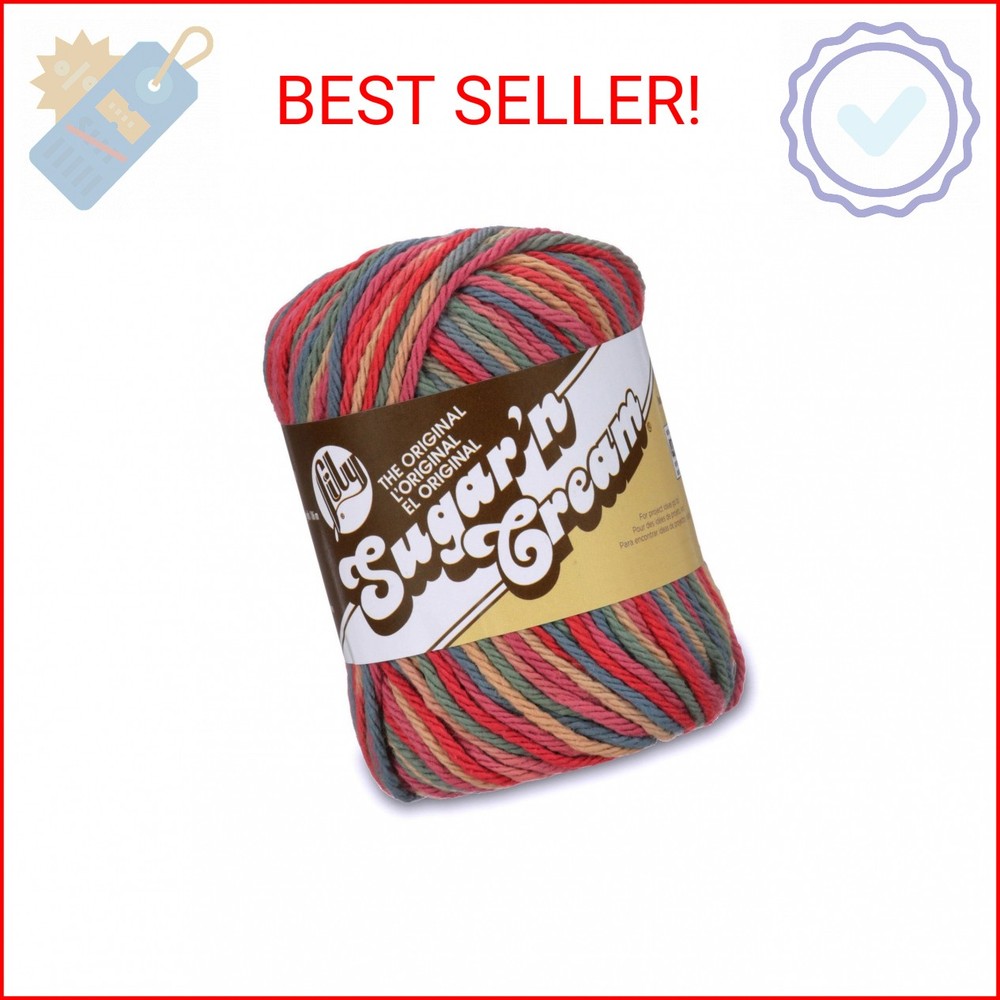 Lily Sugar ‘N Cream The Original Ombre Yarn, 2oz, Gauge 4 Medium, 100% Cotton, P