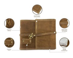 Leather Watercolor Journal 6 x8 350GSM Brown Handmade Deckle Edge Wanderings