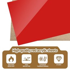 2 Pack Red Acrylic Sheets 8×12 x 1/8 Inch Cast Plexiglass for DIY Laser Cutting