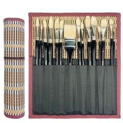 Falling in Art Natural Bristle Professional Paintbrush Set, 15PCS Long Handle…