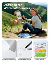 Jusart Watercolor Paper Pad 9″x12″, 300gsm/140lb, Cold Press Azure Cover