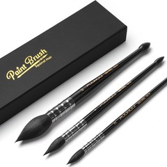 3PCS Squirrel Hair Watercolor Brushes, Fuumuui Professional Mop Round Quill Deta