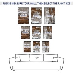 Large Framed Canvas Wall Art – Rustic Brown and White Abstract Pictures for L…
