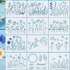Marspark 20 Pieces Wildflower Stencils for Painting Template Flower Wall…