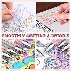 100 Glitter Gel Pens Set – Plus 30% More Ink Vibrant Colors for Adult Coloring