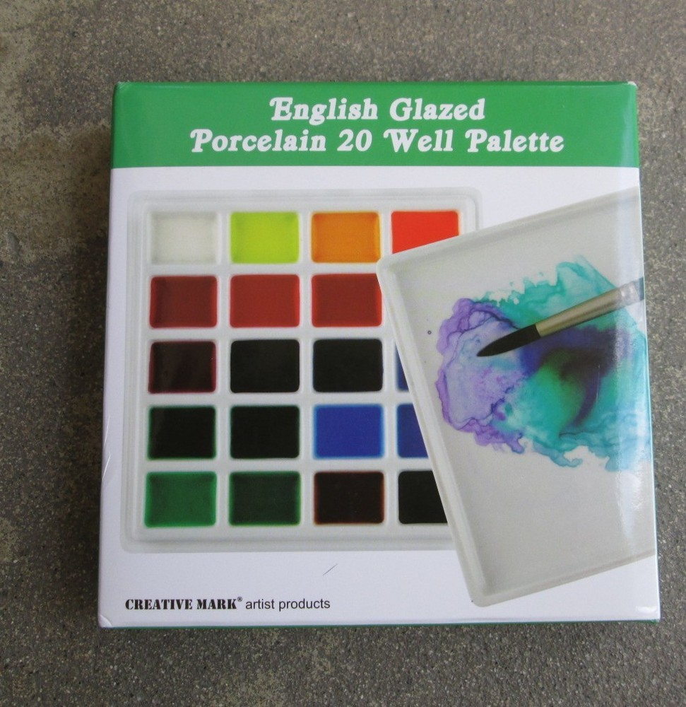 Creative Mark English Glazed Porcelain Palette, with 20 Deep Wells