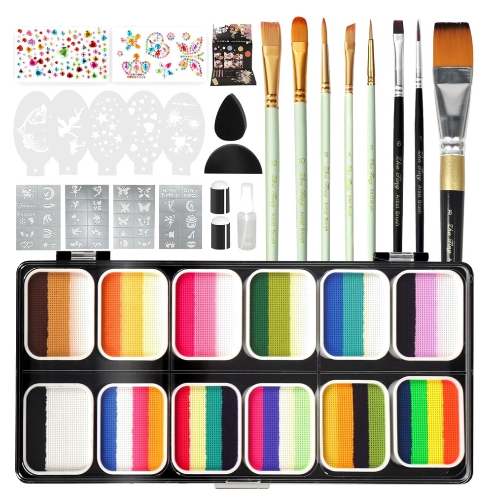 120g Large Capacity Face Painting Kit for Party – 12 x 10g Non Toxic Water Ac…