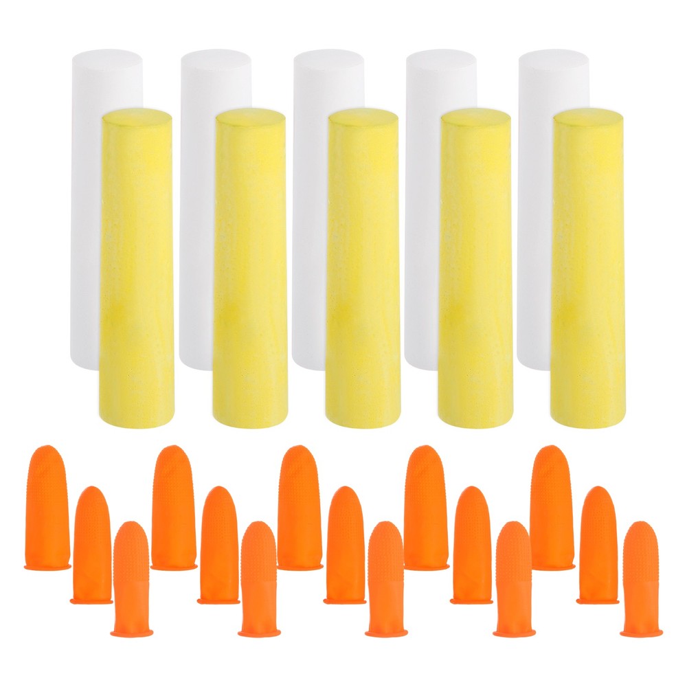 10 Pcs Sidewalk Chalk Bulk, 4 Inch Big Chalk with Finger Cots, White/Yellow