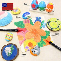 30 Colors Acrylic Paint Markers, Dual Tip Fine and Brush Tips for Detailed Art