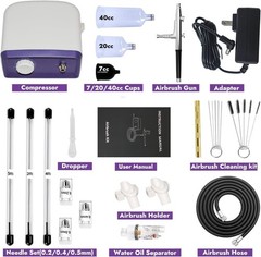 50 PSI Airbrush Kit with Air Compressor, High Pressure Airbrush Kit Non-Clogging